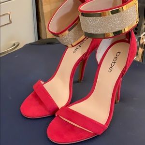 Vintage BEBE hot pink high heels zipper diamond